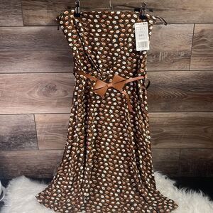 MNG Collection , Ladies Strapless Dress Size Medium, Brown and White